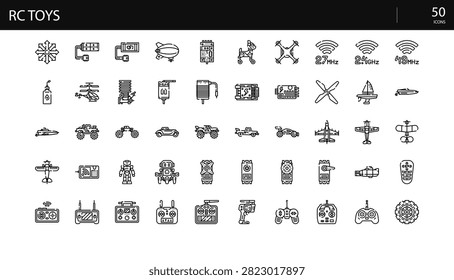 RC Toys Remote Control Hobby Vehicle Fun Skill Icon Set
