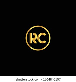 RC unique letter vector logo design with gold color.