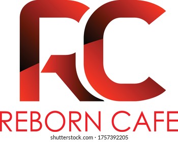  RC Vector Gradient logo , golden shape and monochromatic one. Abstract emblem, design concept, logo, logotype element for template.