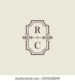 RC Vintage Hochzeitslogo in hochwertigem professionellem Design, das gut in allen Printmedien drucken wird