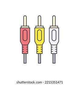 RCA-Kabel-Symbol in Farbe, einzeln auf weißem Hintergrund 