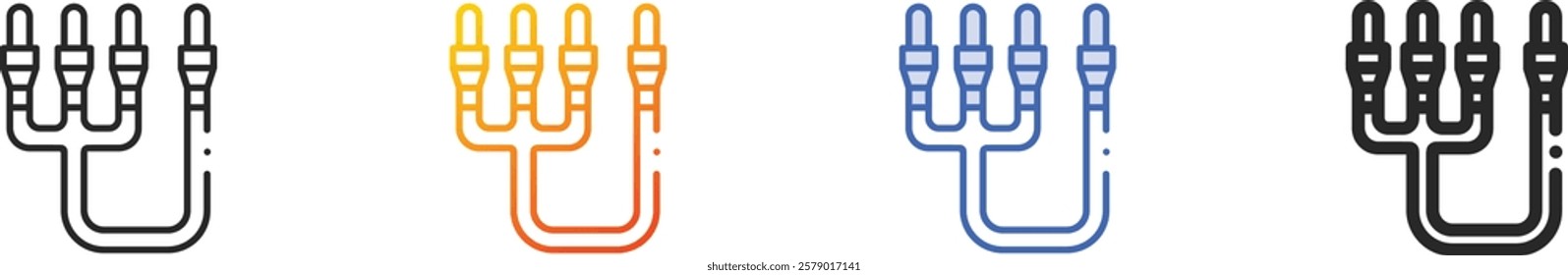 rca cable icon.Thin Linear, Gradient, Blue Stroke and bold Style Design Isolated On White Background