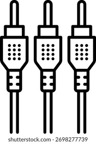 Video Icono de línea de cable RCA, audio y conexión