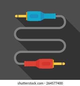 rca connector icon with long shadow. flat style vector illustration