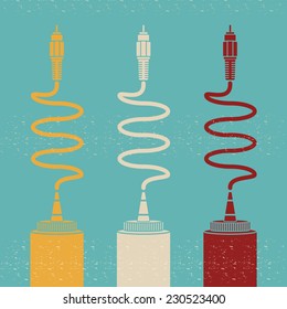Rca taste, food and old technology graphic metaphor, retro style vector illustration