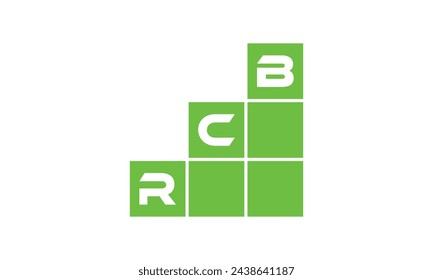 Plantilla de vector de diseño de logotipo financiero de carta inicial RCB. economía, crecimiento, metro, rango, ganancia, préstamo, gráfico, finanzas, beneficios, económico, aumento, flecha arriba, grado, crecido, superior, empresa, escala