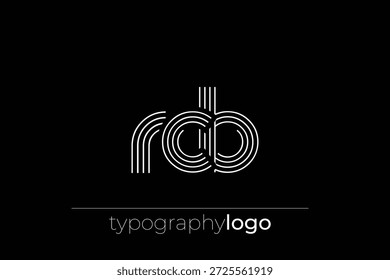 RCB moderno logotipo da tipografia geométrica. Composição moderna e elegante com uma ilustração de logotipo de tipografia monocromática projetada com linhas intrincadas.