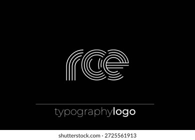 RCE modern geometric typography logo. Modern and stylish composition featuring a monochromatic typography logo illustration designed with intricate lines.
