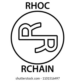 Rchain Coin cryptocurrency blockchain icon. Virtual electronic, internet money or cryptocoin symbol, logo