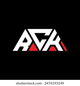 Diseño del logotipo de la letra del triángulo de RCK con forma de triángulo. Monograma de diseño de logotipo de triángulo RCK. Plantilla con logo de Vector triangular RCK con color rojo. Logo triangular RCK Diseño simple, elegante y lujoso.