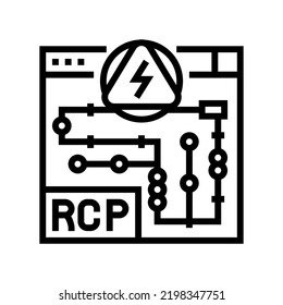 rcp electrical plans interior design line icon vector. rcp electrical plans interior design sign. isolated contour symbol black illustration