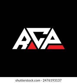 RCP triangle letter logo design with triangle shape. RCP triangle logo design monogram. RCP triangle vector logo template with red color. RCP triangular logo Simple, Elegant, and Luxurious design.