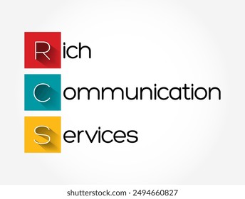 RCS - Rich Communication Services, it is a communication protocol aimed at enhancing traditional SMS with more advanced messaging features, acronym text concept background