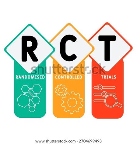 RCT – Randomised Controlled Trials acronym. business concept background. vector illustration concept with keywords and icons. lettering illustration with icons for web banner, flyer, landing