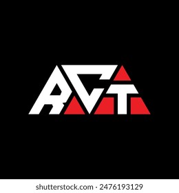 RCT Dreieck Buchstaben Logo Design mit Dreieck Form. RCT Dreieck Logo Design Monogramm. RCT Dreieck Vektorgrafik Logo Vorlage mit Rot. RCT dreieckiges Logo Einfaches, elegantes und luxuriöses Design.