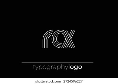 Logotipo moderno de tipografia geométrica RCX. Composição moderna e elegante com uma ilustração de logotipo de tipografia monocromática projetada com linhas intrincadas.
