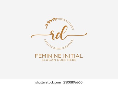 RD beauty monogram and elegant logo design handwriting logo of initial signature, wedding, fashion, floral and botanical with creative template.