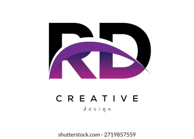 RD kreative und moderne Buchstaben Logo-Design mit kreativen lila Welle abstrakte Latter Logo Konzept.