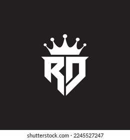 RD or DR logo monogram symbol shield with crown shape design vector