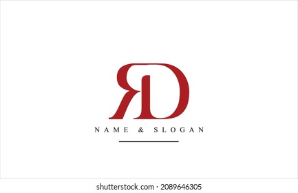 Monograma del logotipo de letras abstractas RD, DR, R, D