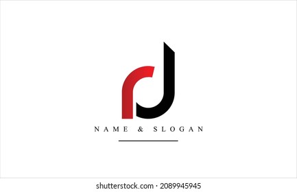 Monograma del logotipo de letras abstractas RD, DR, R, D
