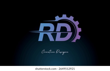 RD Gear Fusion Logo – Industrial Tech-Inspired Letter mark Futuristic Industrial Letter Mark Design for Technology and Engineering Brands.