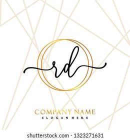 RD Initial Handwriting logo template vector