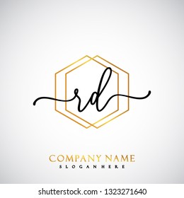 RD Initial Handwriting logo template vector