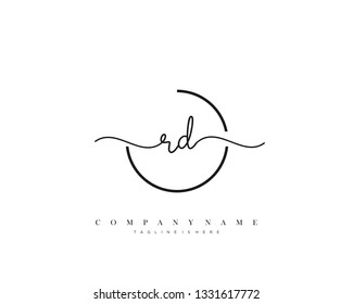 RD initial handwriting logo template vector