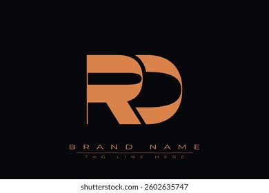 RD initial letter logo design. Letter R and D luxury alphabet letter logo icon template