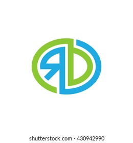 RD initial letters looping linked ellipse logo blue green