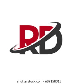 RD initial logo company name colored red and black swoosh design, isolated on white background. vector logo for business and company identity.