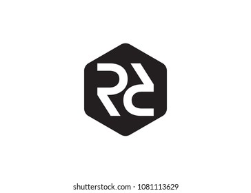 RD Initial Logo designs with hexagon background