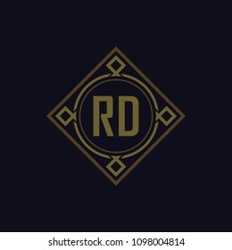 RD initial logo. Luxury ornament crown logo.