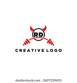 RD initial monogram for fitnes or gym logo with devil style design