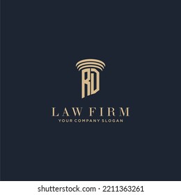 RD initial monogram lawfirm logo with pillar design