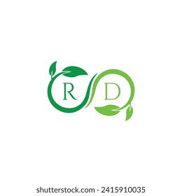 RD letra de monograma inicial para el logotipo de la naturaleza con diseño de imagen hoja