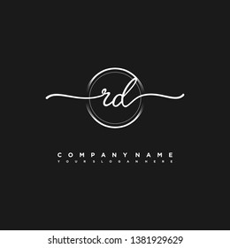 RD initial signature logo. handwriting logo template vector,