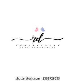 RD initial signature logo. handwriting logo template vector,