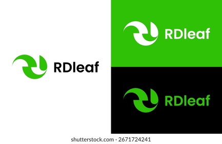 RD Leaf Logo, Green Leaf Design, Modern, Clean und umweltfreundliches Branding.