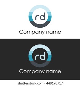 RD letter circle shape icon logo white blue