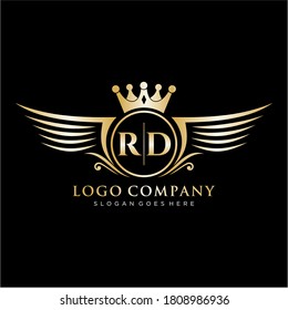 RD Letter Initial with Royal Wing Logo Template.