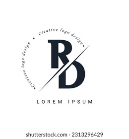 RD Letter Logo Design with a Creative Cut. Creative logo design