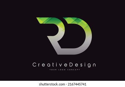 RD Letter Logo Design in grünen Texturfarben. Illustration des Creative Modern Letters Vector Icon Logos.