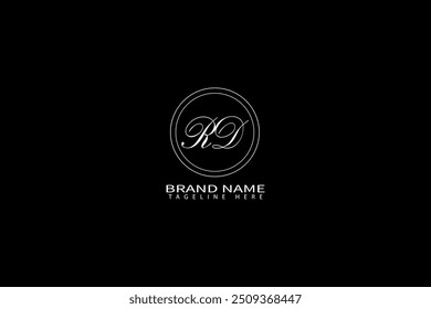 RD letter logo design on black background. RD creative initials letter logo concept. RD unique design.