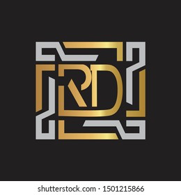 RD Letter logo initial capital monogram with abstract ornament