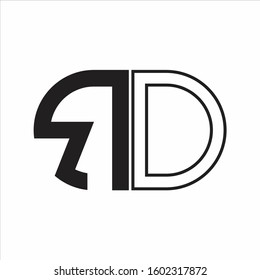 RD Letter logo monogram with oval shape negative space design template white background
