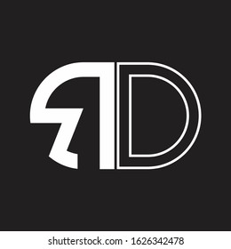 RD Letter logo monogram with oval shape negative space design template