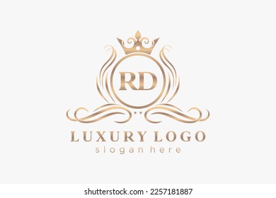 RD Letter Royal Luxury Logo template in vector art for Restaurant, Royalty, Boutique, Cafe, Hotel, Heraldic, Jewelry, Fashion and other vector illustration.