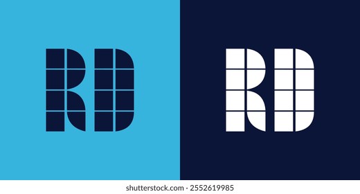 Design de logotipo RD com forma de ladrilho. Design de ilustração vetorial minimalista e moderno adequado para negócios ou marca